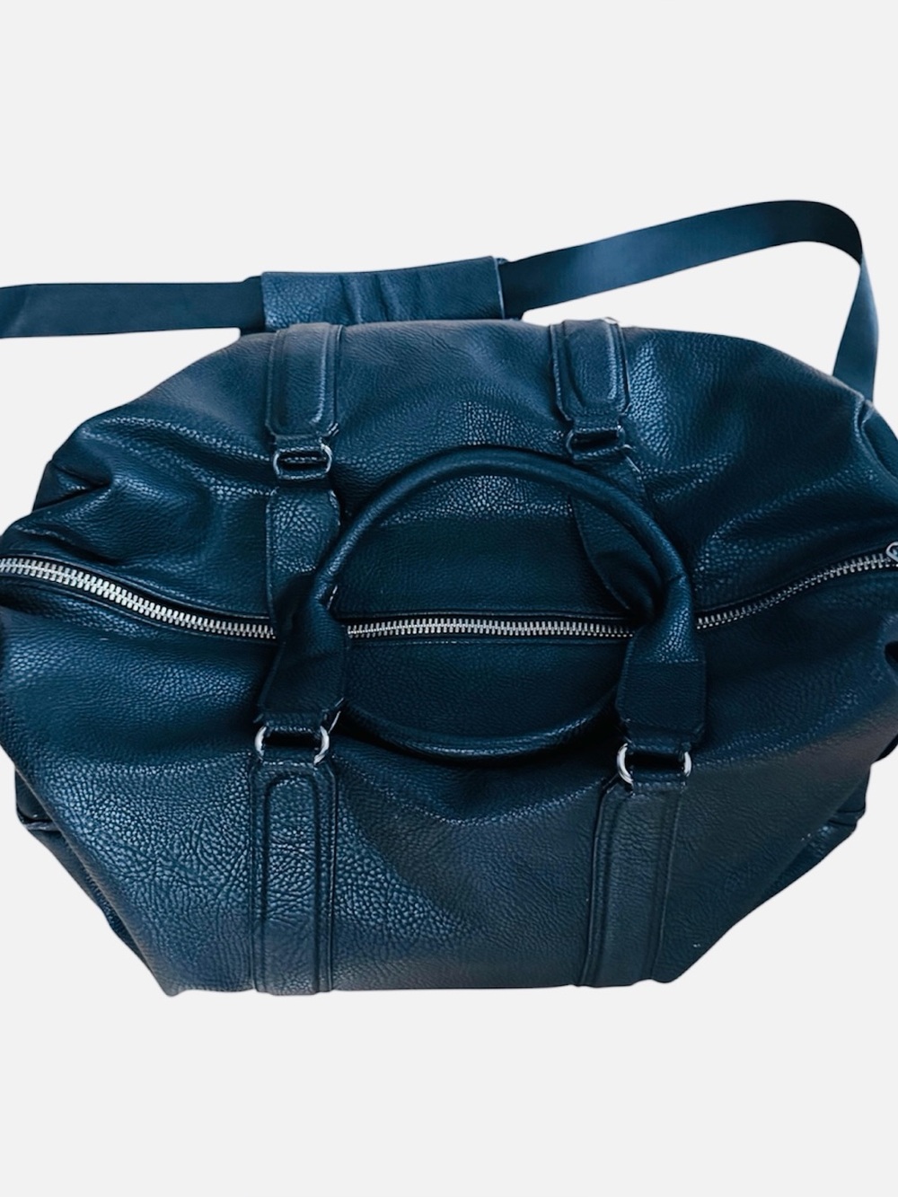Zara leather duffel bag black